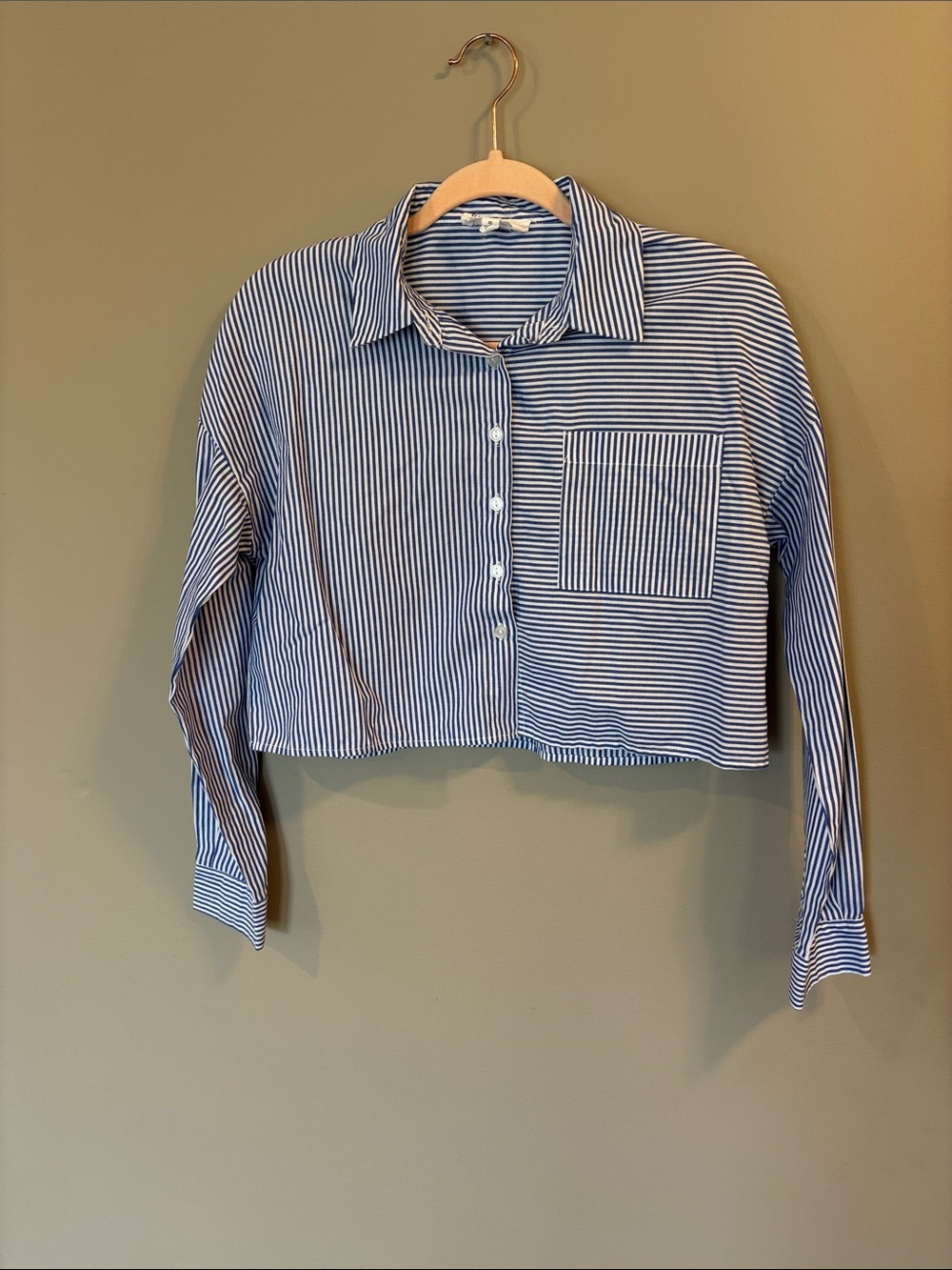 Women’s Pinstripe Cropped Button Down